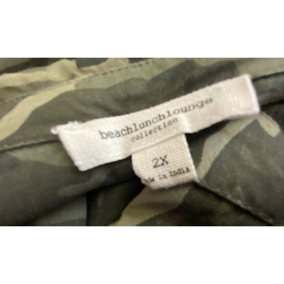 Beach Lunch Lounge Camo Button Down Midi Dress Plus Size 2X Army Y2K Military - Picture 5 of 8